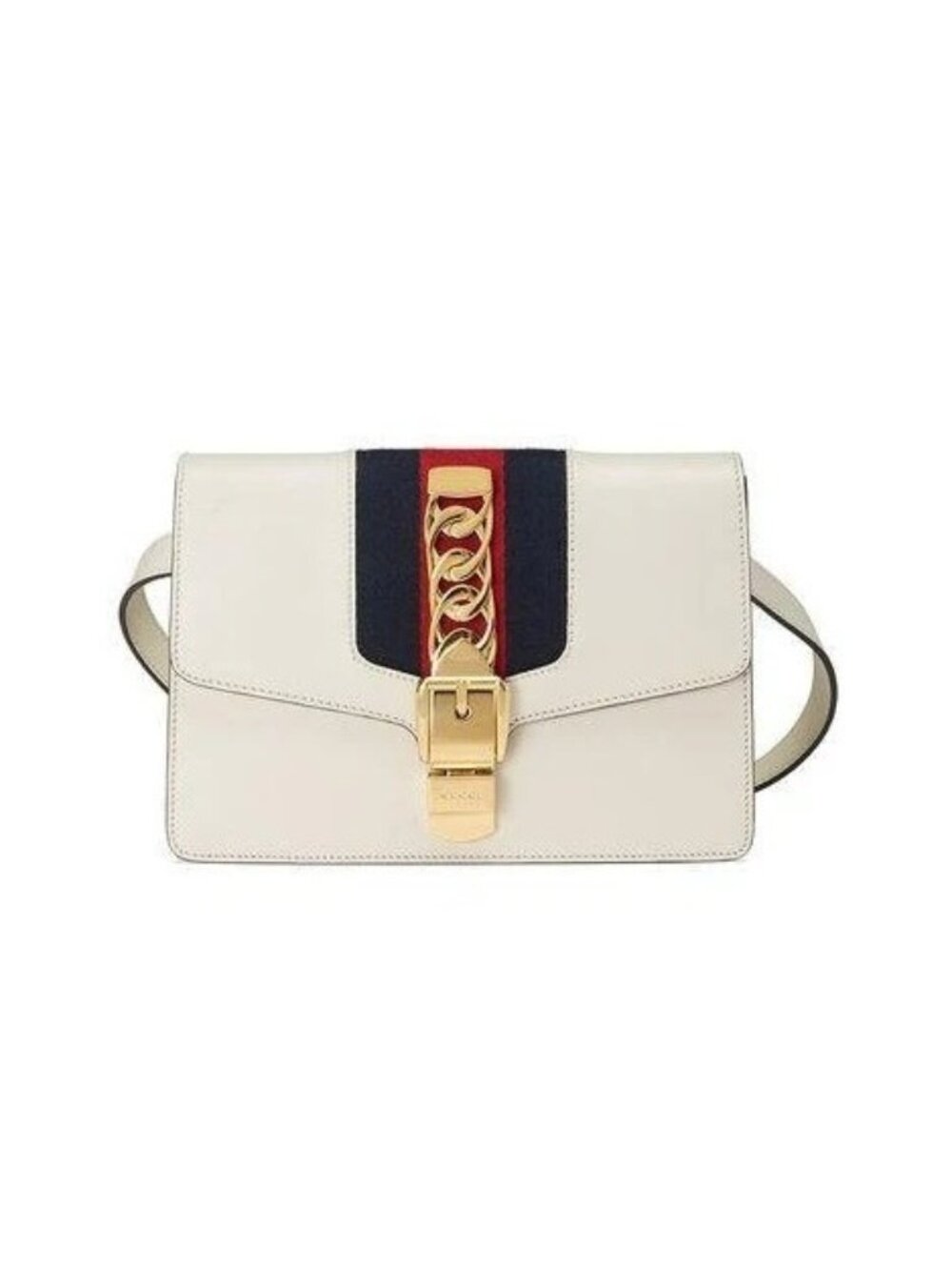 TW-48. Gucci Sylvie Leather Belt Bag White